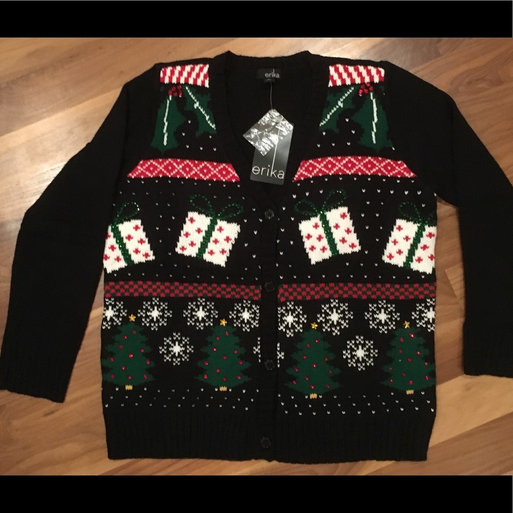 Black cardigan Christmas sweater